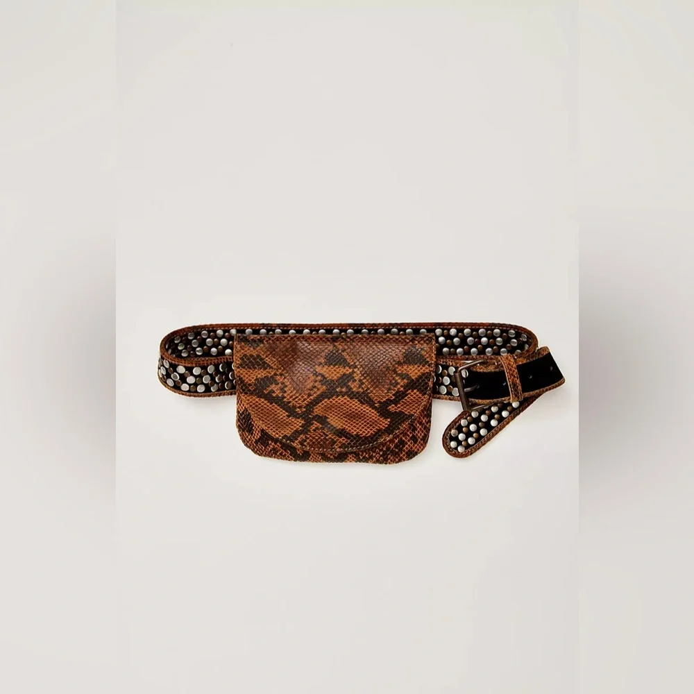 NWT FREE PEOPLE Animal Instinct Pocket Belt | Wild Side MSRP $98 S/M CURRENT